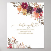 カボチャ秋ブライダルシャワーデイトナイトジャールサイン ポスター (正面)