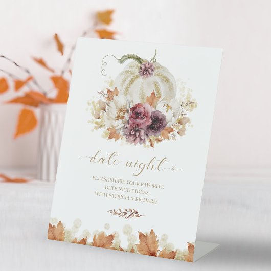 カボチャ秋ブライダルシャワーデイトナイトジャールサイン 台座サイン