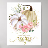 カボチャ秋ブライダルシャワーレシピカードサイン ポスター (正面)