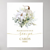 カボチャ秋ブライダルシャワーレシピカードサイン ポスター (正面)