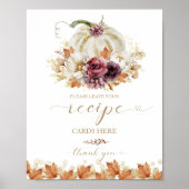 カボチャ秋ブライダルシャワーレシピカードサイン ポスター (正面)