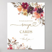 カボチャ秋ブライダルシャワーレシピカードサイン ポスター (正面)