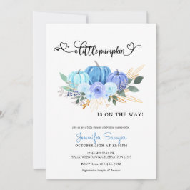 カボチャ秋ブルーボーイベビーシャワー 招待状