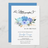 カボチャ秋ブルーボーイベビーシャワー 招待状 (正面/裏面)