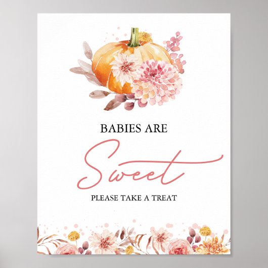 カボチャ秋ベビーは甘い赤ちゃんシャワーのサイン ポスター (正面)