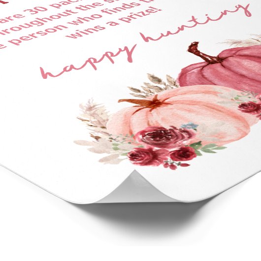 カボチャ秋ベビーシャワーおしゃぶり狩りゲームサイン ポスター (角)