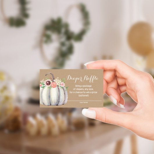 カボチャ秋ベビーシャワーおむつラッフルカード エンクロージャーカード