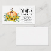カボチャ秋ベビーシャワーおむつラッフル エンクロージャーカード (正面/裏面)