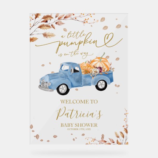 カボチャ秋ベビーシャワーウェルカムサイン アクリルサイン (正面)