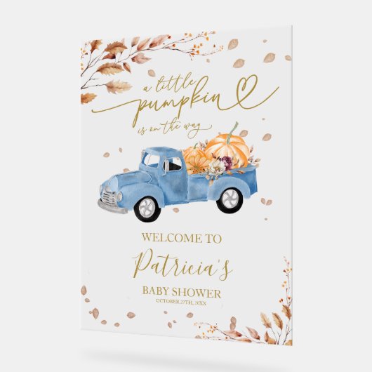 カボチャ秋ベビーシャワーウェルカムサイン アクリルサイン (傾斜)