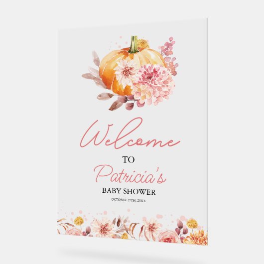 カボチャ秋ベビーシャワーウェルカムサイン アクリルサイン (傾斜)