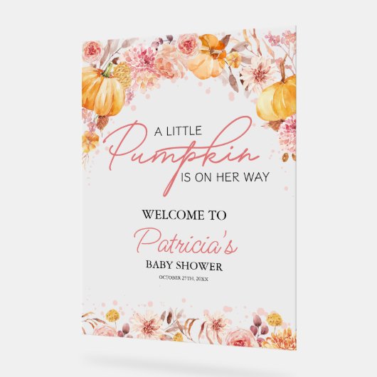 カボチャ秋ベビーシャワーウェルカムサイン アクリルサイン (傾斜)