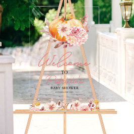 カボチャ秋ベビーシャワーウェルカムサイン アクリルサイン