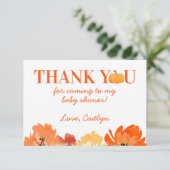 カボチャ秋ベビーシャワーサンキューカード サンキューカード (スタンド正面)