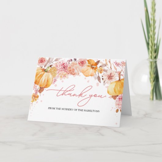 カボチャ秋ベビーシャワーサンキュー サンキューカード (正面)