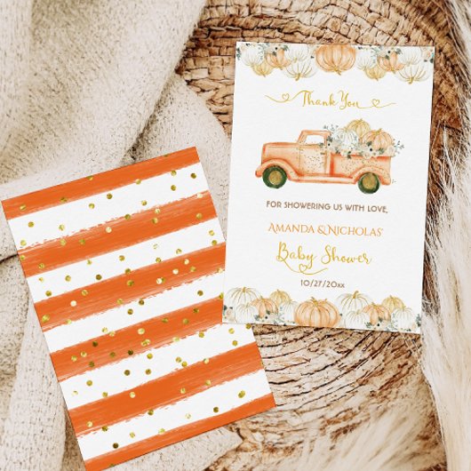 カボチャ秋ベビーシャワー収穫ありがとう サンキューカード