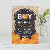 カボチャ秋ベビーシャワー招待状カードバーラップ 招待状 (スタンド正面)