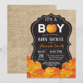 カボチャ秋ベビーシャワー招待状カードバーラップ 招待状 (正面/裏面)