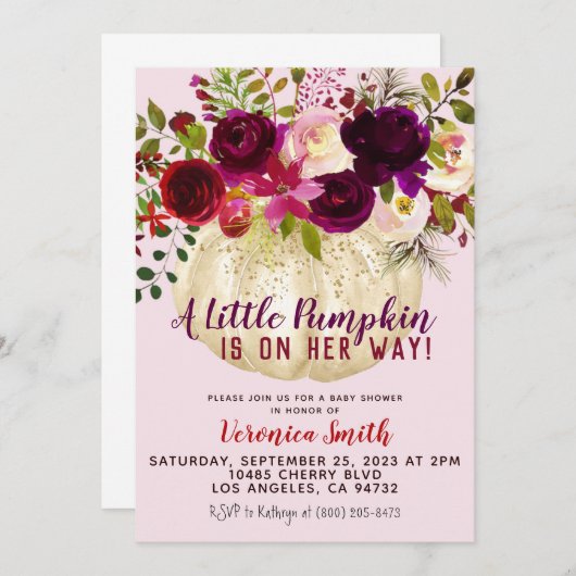 カボチャ秋ベビーシャワー招待状 招待状 (正面/裏面)