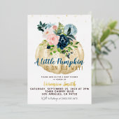 カボチャ秋ベビーシャワー招待状 箔招待状 (立ち正面)