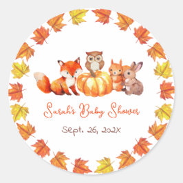 カボチャ秋ベビーシャワー紅葉&動物 ラウンドシール