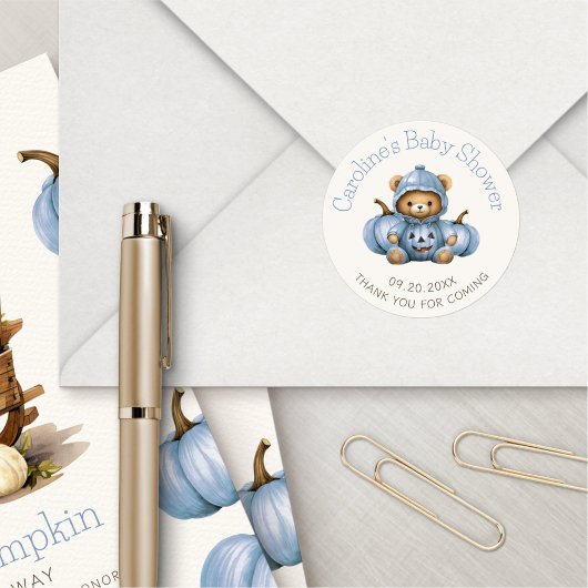 カボチャ秋ボーイシャワー誕生日 ラウンドシール