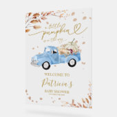 カボチャ秋ボーイベビーシャワーウェルカムサイン アクリルサイン (傾斜)