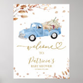 カボチャ秋ボーイベビーシャワーウェルカムサイン ポスター (正面)