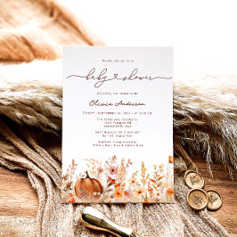 カボチャ秋ワイルドフラワーズメドウベビーシャワー 招待状