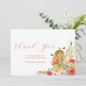 カボチャ秋ワイルドフラワーフローラ100番目誕生日 サンキューカード (スタンド正面)