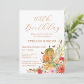 カボチャ秋ワイルドフラワーフローラ100番目誕生日 招待状 (スタンド正面)