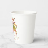 カボチャ秋ワイルドフラワーフローラ100番目誕生日 紙コップ (左)