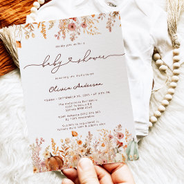 カボチャ秋ワイルドフラワーベビーシャワー 招待状