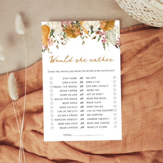 カボチャ秋彼女はむしろブライダルシャワーゲーム