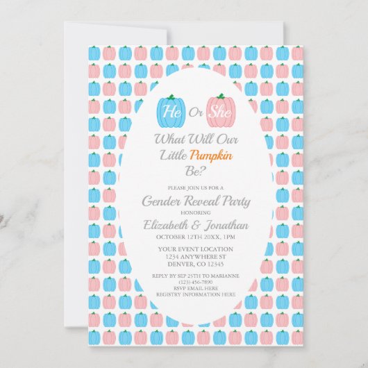 カボチャ秋性別表示 招待状 (正面)