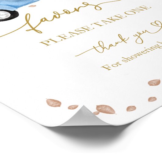 カボチャ秋男の子ベイビーシャワーの好意サイン ポスター (角)