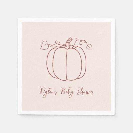 カボチャ秋秋の手描きドードル赤ちゃんシャワー スタンダードカクテルナプキン (正面)
