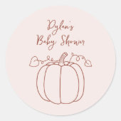 カボチャ秋秋の手描きドードル赤ちゃんシャワー ラウンドシール (正面)
