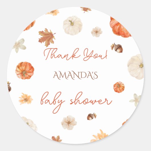 カボチャ秋秋の赤ちゃん感謝していシャワーユー ラウンドシール (正面)