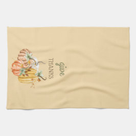 カボチャ秋秋バターナッツイエローブラウンセージ キッチンタオル