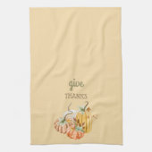 カボチャ秋秋バターナッツイエローブラウンセージ キッチンタオル (縦)