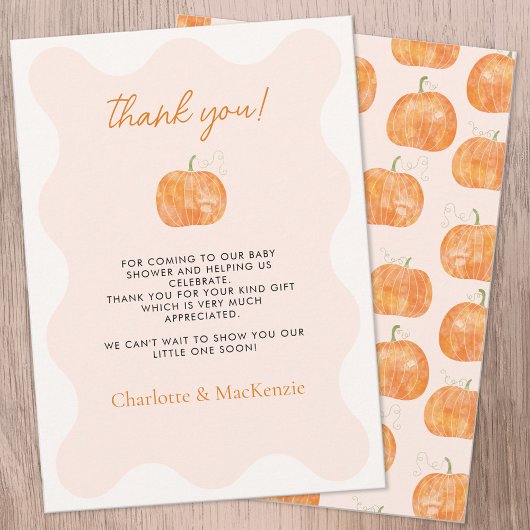 カボチャ秋秋ベビーシャワーサンキューカード 招待状