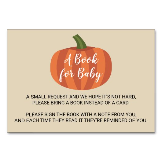 カボチャ秋秋ベビーシャワーベビーカード テーブルナンバー (正面)