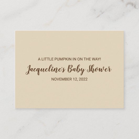 カボチャ秋秋赤ちゃんシャワーブックリクエスト エンクロージャーカード (裏面)