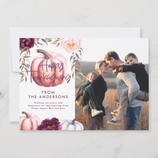 カボチャ秋紫の感謝写真 招待状 (正面)