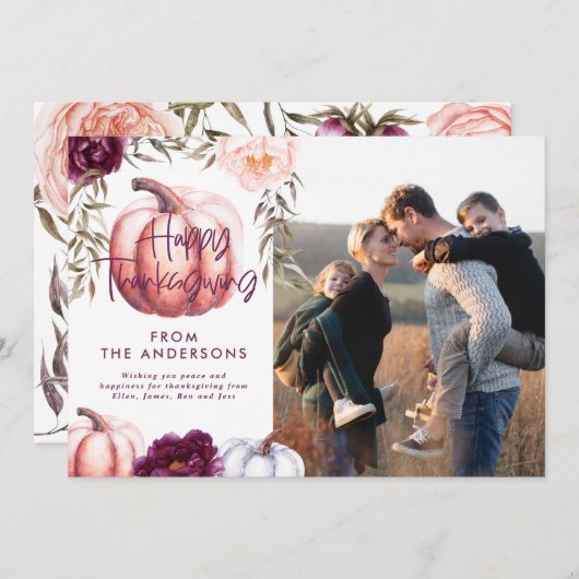 カボチャ秋紫の感謝写真 招待状 (正面/裏面)