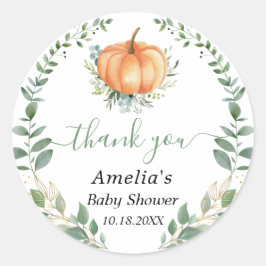 カボチャ秋緑の金ゴールドの葉お気に入り ラウンドシール