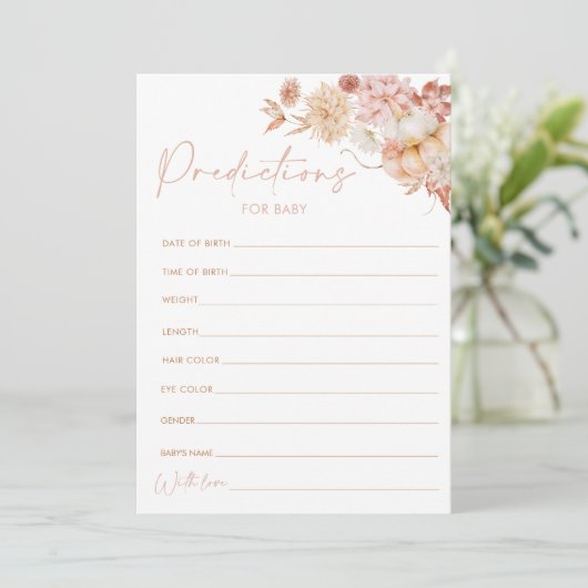 カボチャ秋赤ちゃんシャワー予測ゲームカード 招待状 (スタンド正面)