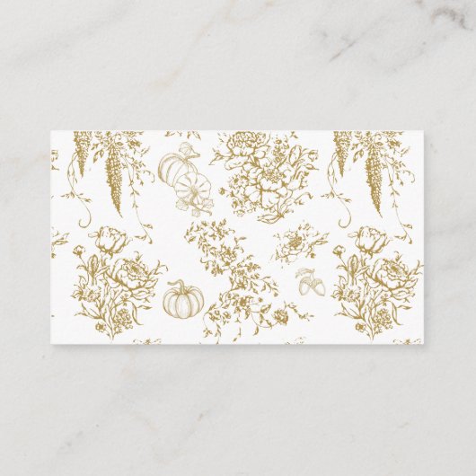 カボチャ秋金ゴールドお洒落フローラベビーシャワー エンクロージャーカード (裏面)