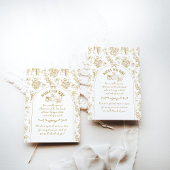 カボチャ秋金ゴールドお洒落フローラベビーシャワー エンクロージャーカード